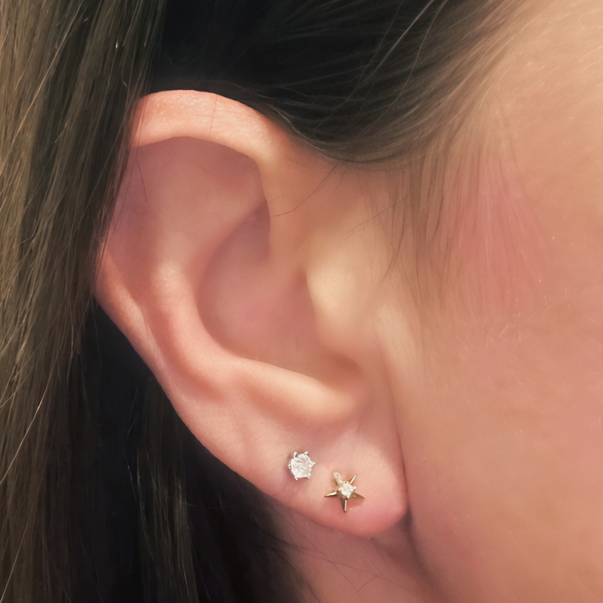 Gold Coated Zircon Star Studs