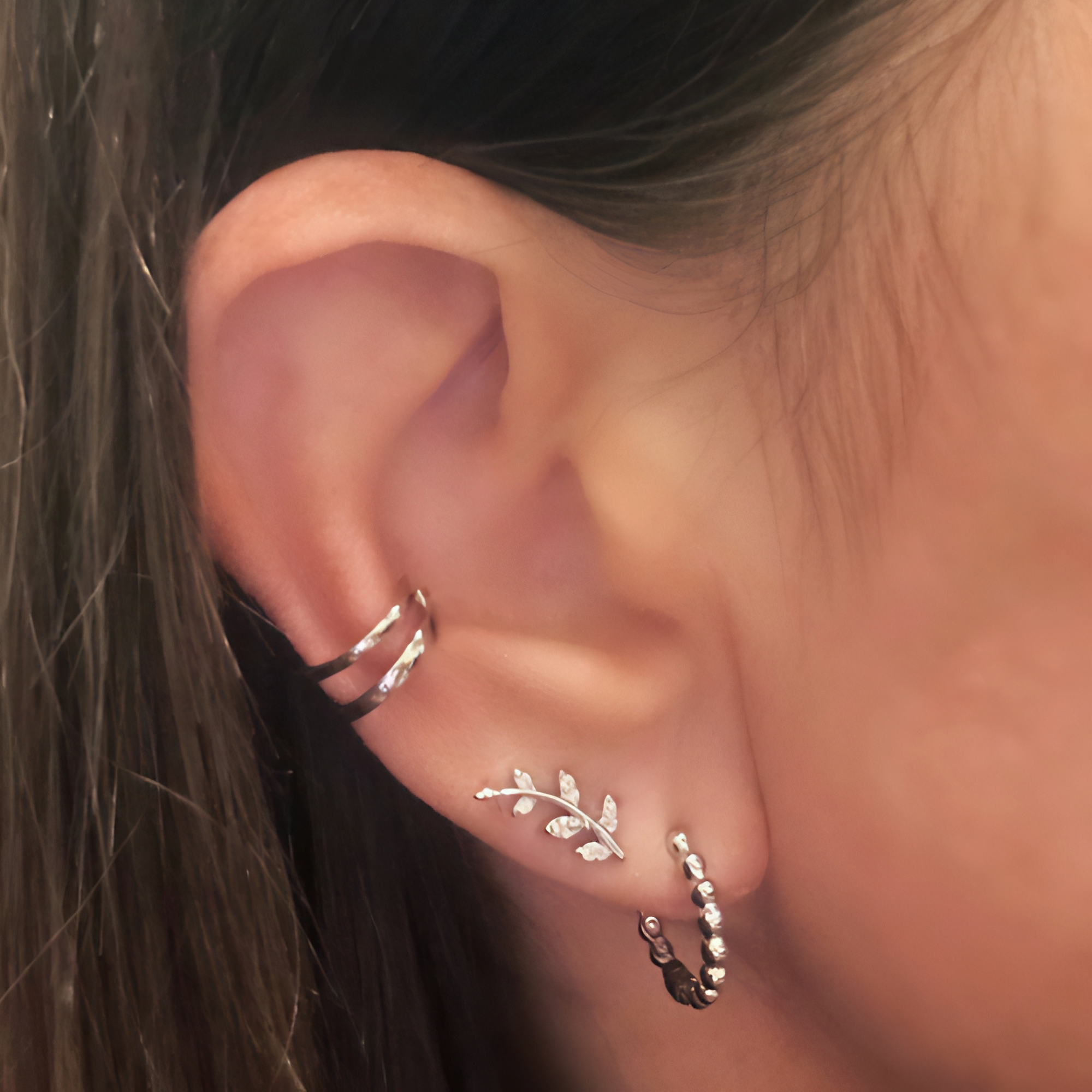 Cubic Zirconia Leaf Studs