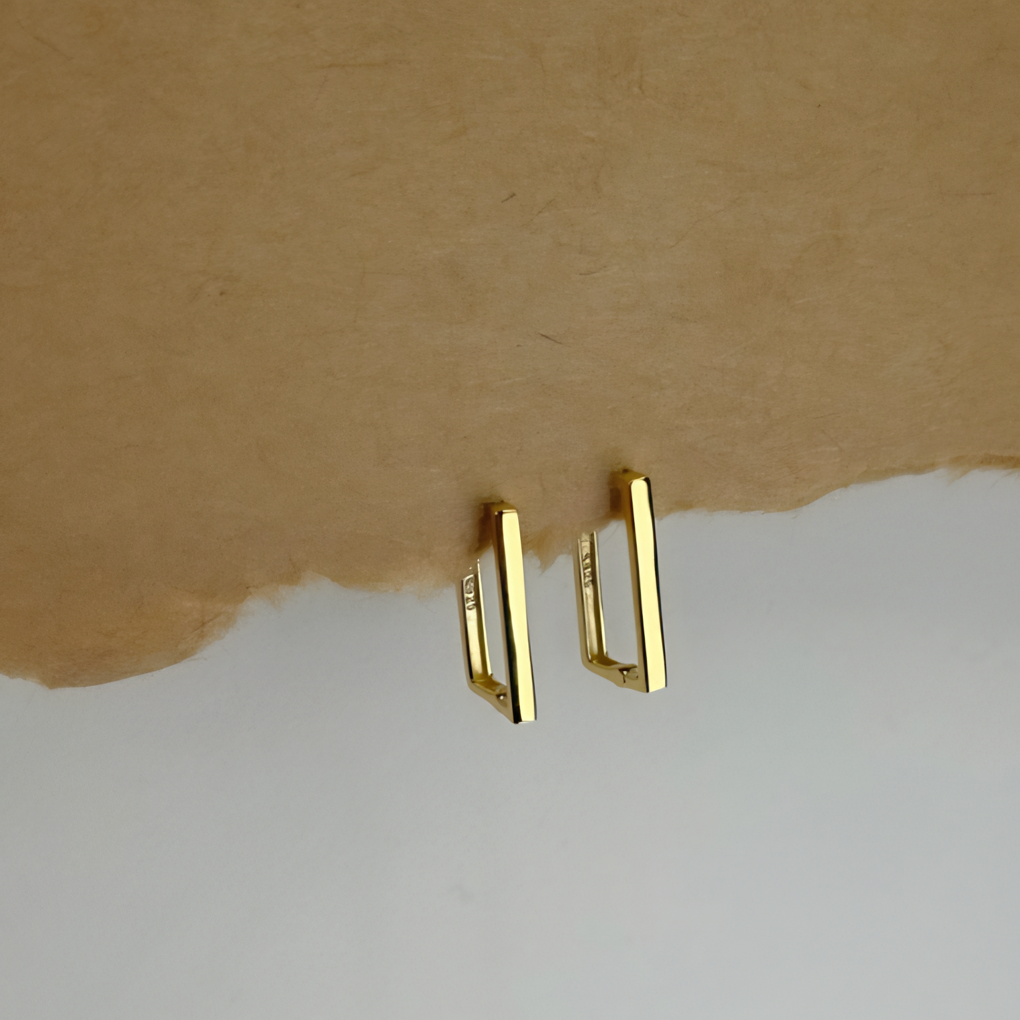 Gold Coated Rectangle Hoops