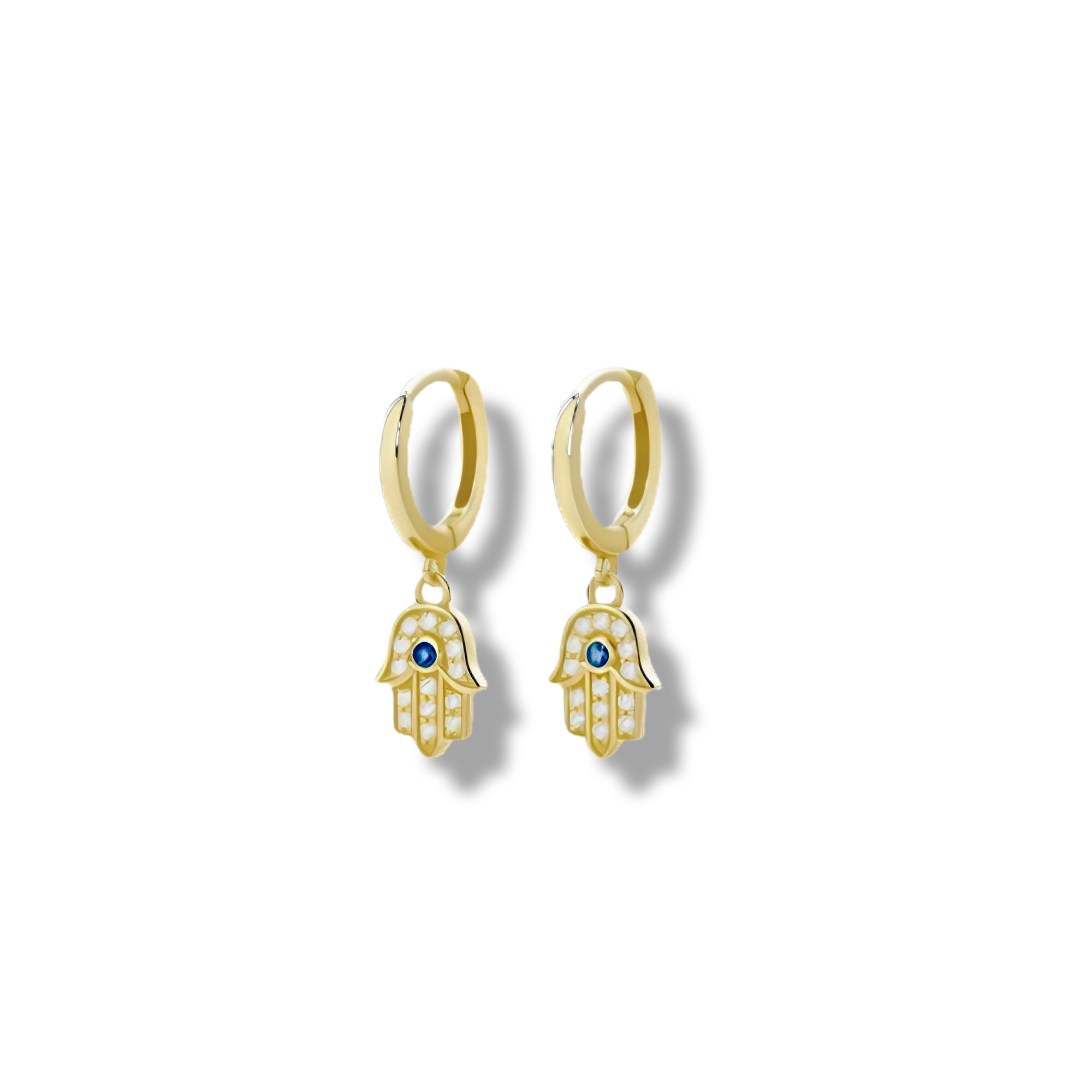 Gold Plated Sterling Silver Cubic Zirconia Hand Dangle Hoop Earrings