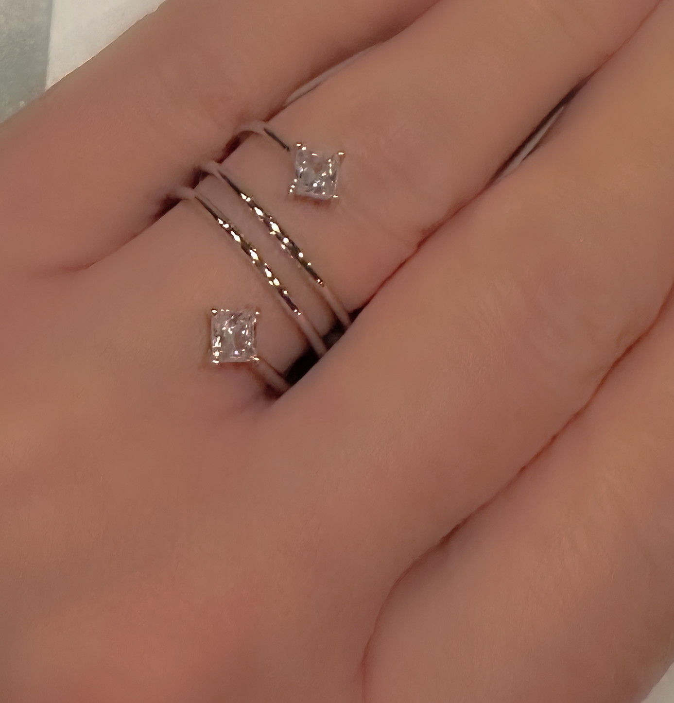 Platinum Plated Sterling Silver Adjustable Sizeable Cubic Zirconia Coil Ring Model