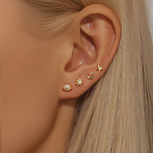 Gold Coated Zircon Sun Studs