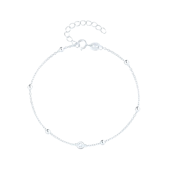 Silver Bezel and Bead Bracelet
